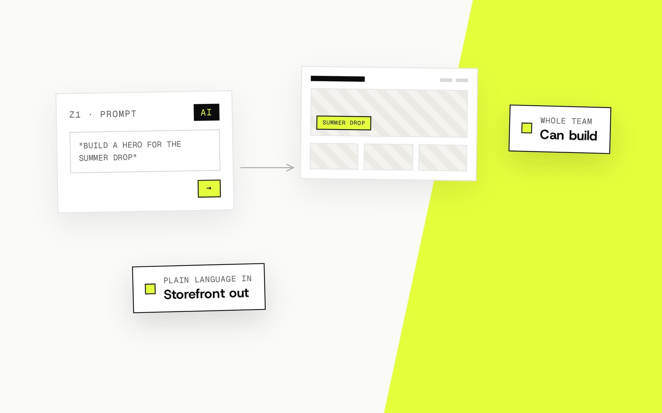 AI Storefront Builder — Describe it. Z1 builds it.